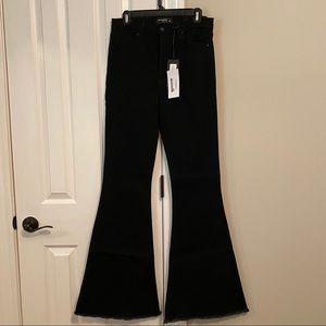 Boutique Black Raw Hem Bell Bottom Jeans